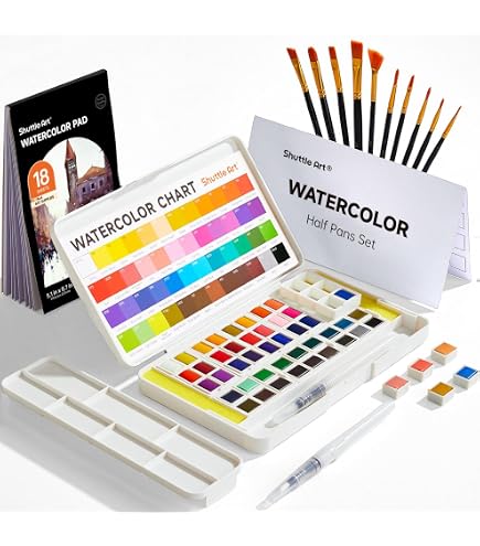 Set De Acuarela Chromatek 62 Piezas – 26 Tubos De 12 Ml, Pinceles, Bloc De Papel, Aquapen Y Paleta, Para Artistas De Todos Los Niveles