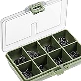 FLADEN 80 Assorted Barbless Curved and Wide Gape CARP FISHING HOOKS (Size 4, 6, 8 and 10) in Multiple Section Tackle Storage 
