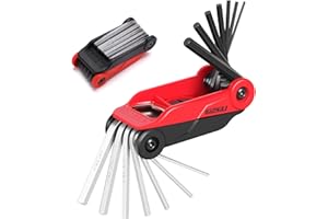 LOZAGU 14PCS Folding Allen Key Set, Metric and SAE Folding Hex Key Set, Metric 2mm, 2.5mm, 3mm, 4mm, 4.5mm, 5mm, 6mm. SAE 5/64”, 3/32”, 1/8”, 5/32”, 3/16”, 7/32”, 1/4"