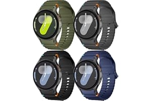 Mastten 4 Pack Sport Straps Compatible with Samsung Galaxy Watch 7 Strap - Soft Silicone Band für Galaxy Watch 6 5 4 Strap 40mm 44mm - No Gap Wave Watchband for 6 Classic / 4 Classic / 5 Pro/FE