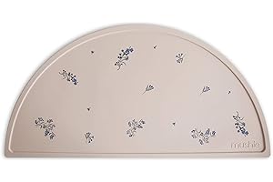 Mushie Silicone Placemat for Kids | Non-Slip Design | Material: Food-Grade Silicone | Easy-to-Clean & Stain Resistant | BPA & Phthalate Free (Lilac Flowers)