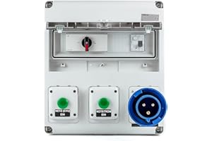 grenda-hammer® | Umschaltstation 63A mit Lastumschalter Inselbetrieb/Notstromeinspeisung Hausnetz (Einspeisung Wechselstrom 1x32A mit Phasenüberwachung)