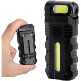 Rechargeable Mini LED Flashlight - 400 Lumens Extremely Bright Small EDC Flashlight with Clip and Magnetic Base, 5 Lighting M