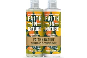 Faith In Nature Natural Grapefruit & Orange Shampoo and Conditioner Set, Invigorating, Vegan & Cruelty Free, No SLS or Parabens, For Normal to Oily Hair, 400ml
