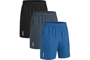 kuzwufs Pack of 3 Sports Trousers Men's Short Summer Jogging Bottoms Sports Shorts with Pockets Football Trousers Short Tennis Trousers Basketball Trousers Men Fitness Shorts Gym Trousers