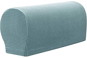 NEKOSUKI Arm Rest Covers Set, Set of 2 Stretch Armchair Covers for Arms, Spandex Polyester Sofa Arm Caps Non Slip Armrest Covers for Chairs Furniture Protector (Light Blue)