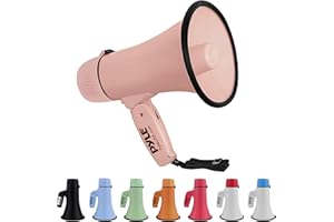 Pyle Haut-Parleur Mégaphone Portable avec Sirène - Mégaphone Porte-Voix Compact avec Puissance de 20 Watts, Microphone, 2 Modes, Sonorisation PA et Poignée Pliante