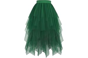 Hanpceirs Damen Tüll Röcke High Low Layered Puffy Fee Röcke A-Linie Midi Rock Unregelmäßiger Tutu Rock