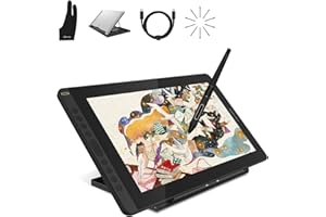 HUION Kamvas 16 (2021) Tavoletta Grafica, Display da 15,6 Pollici FHD 1920x1080, Stilo Senza Batteria 8192 Pressione della Penna e Supporto Regolabile, Ideale per l'Home Office e l'E-Learning, Nero