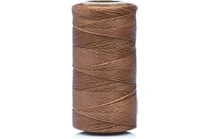 Bealuffe Bobine di Filo Cerato 260 Metri, Filo Piatto da 1 mm per Cucire in Pelle Filo di Poliestere 150D (Marrone)