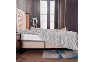 ‎THXSILK THXSILK Seide Bettbezug, Seide Tröster Cover, Seidenbettwäsche, 100% 19 Momme Bestnote Maulbeerseide Bettwäsche - Grau 135 x 200cm