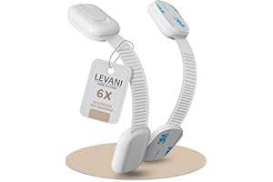 Levani® Blocca cassetti e ante per bambini (Set da 6) – Chiusura di sicurezza con adesivo 3M – Chiudi sportelli e mobili per bambini – Fermacassetti universale per casa e cucina (Bianco)