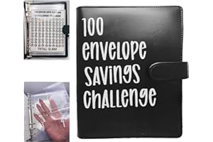 JESSHINY 100 Envelope Challenge Binder,100 Envelopes Saving Challenge,Cash Binder with Envelope, Saving Challenge Binder,Money Saving Envelope for School,Home,Office