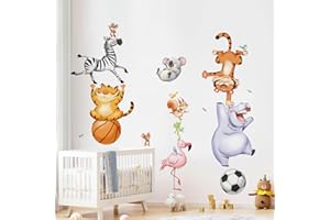 Tanlaby Circo Animali Adesivo da Parete Animali del Bosco Adesivi Murali Tigre Ippopotamo Koala Zebra Decorazione Murale per Bambini Camera da Letto Stanza Della Scuola Materna Asilo Nido