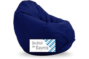 Bruni – Pouf Classico di taglia M, colore blu Savoia, con sacco interno e fodera rimovibile, perline EPS per uso alimentare, per lettura, prodotto in Germania