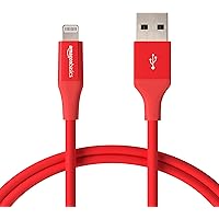 AmazonBasics Apple Certified Lightning to USB Charge and Sync Tough Cable, 3 Feet (0.9 Meters) - Red