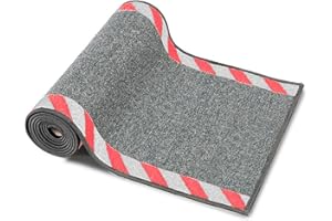 ETM Cable Management Protective Mat with Warning Border - Safety Mat for Office & Warehouse - Non-Slip Back - Washable - Cable Bridge Black/Red 60