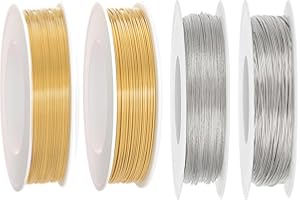 Vebetter Fil d'Artisanat, 0.3/0.4mm Fil de Fer Fin, 50m Fil en Or Résistant à La Ternissure Fabrication de Bijoux en Fil de Cuivre, Fil de Cuivre Nu Faisant Le Fil pour L'artisanat Perlant Des Bijoux