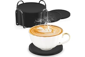 BOENFU Silikonowe podstawki pod szklanki, zestaw 12 sztuk, z uchwytem, do baru, kawiarni, domu, na imprezę, 10 cm, czarne