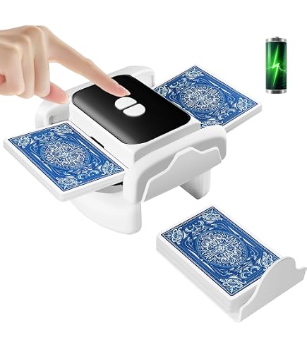 Buldoospok Mélangeur de cartes automatique 1 à 2 jeux, 2000 mAh USB-C rechargeable, mélangeur de cartes électronique silencieux pour UNO Poker Blackjack Canasta Skip-Bo Phase 10, AUTO en un clic et Buldoospok Mélangeur de cartes automatique 1 à 2 jeux, 2000 mAh USB-C rechargeable, mélangeur de cartes électronique silencieux pour UNO Poker Blackjack Canasta Skip-Bo Phase 10, AUTO en un clic et