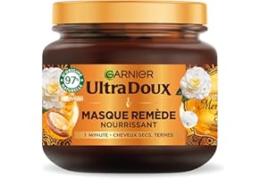 Garnier Ultra Doux - Masque Remède Nourrissant - Huile d'Argan & de Camélia - Pour Cheveux Secs & Ternes - Sans Silicone & Sans Parabène - 340 ml