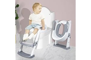 DeeprBlu Toilettensitz kinder mit Treppe, Toiletten Leiter Kind Höhenverstellbare, Toilettentreppe Kinder mit Griff & Antirutschmatte, Ultrastabil Toilettenhilfen Kinder Toilettensitz Toilettentrainer