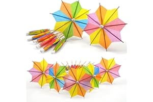 Kisstta Lot de 50 décorations de cocktail, piques à cocktail, accessoires de fête, parapluies de cocktail, parapluies à cocktail octogonaux, parapluies à cocktail octogonaux pour décorer les boissons