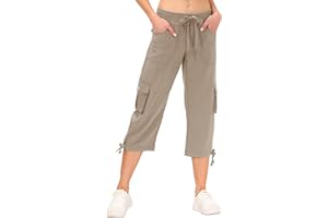 JINSHI Pantalons Femme Pantacourt Cargo d'été 3/4 Long Capri Pantalon avec Plusieurs Poches