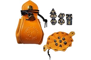 POWER BEAST Dungeon, Bolsa y Tablero para Dados rol + 7 Dados de rol, 2 en 1. Tablero de Dados y Bolsa de Cuero Autentica, Bolsa de Piel, Juegos de Mesa y rol, Dungeons and Dragons, DND, RPG, MTG.