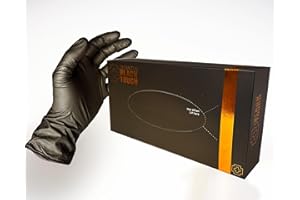 QUANTUS MEDICAL Black Touch Einweghandschuhe 100 Stück/Box schwarze Einmalhandschuhe Nitrilhandschuhe puderfrei, latexfrei, Lebensmittel Handschuhe, Tattoo Handschuhe in Gr. XS, S, M, L, XL verfügbar - Größe M