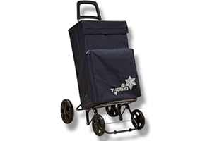 VACAVACA Carro de la Compras con 4 Ruedas, Carro Compra Idealpara Supermercado para Supermercado (Marino, 4 Ruedas con Bolsa térmica)