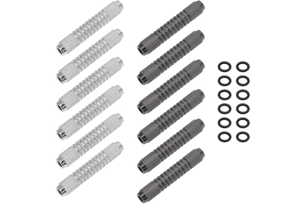 ECSiNG Lot de 12 barils de fléchettes avec joints toriques en caoutchouc 14 g - Accessoires de rechange 2BA - Filetage interne (6 noirs et 6 argentés)