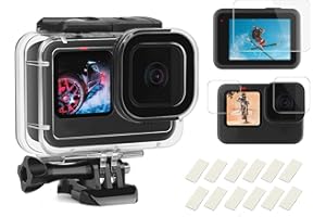 SHOOT Carcasa 30m Impermeable para GoPro Hero 13/12/11/10/9 Negro,196ft Buceo Funda Protectora con Película de Pantalla Templada e Inserto Antiniebla para GoPro Hero 9/10/11/12/13 Black