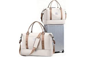 SEAFEW Reisetasche Damen Easyjet Handgepäck Tasche Sporttasche Weekender Bag Schwimmtasche Wasserdicht Travel Bag Duffle Bag Fitnesstasche Trainingstasche Krankenhaustasche mit Schuhfach,A11-Beige Braun