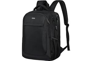 Voova Travel Laptop Backpack for Women & Men, Lightweight Business Rucksack Work Bag with USB Charging Port, Anti Theft Backpack Waterproof Slim School Rucksack Fits 15.6 Inch Laptop, Black