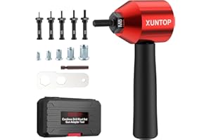 XUNTOP Rivettatrice Elettrica con 40PZ Accessori per Dadi Adattatore Elettrico per Rivetti con 5 Mandrini M3 M4 M5 M6 M8 Rivetto Dado Per Trapano per Riparazioni Fai da Te Meccanica e Automobilistica