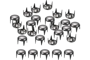 QUARKZMAN 80pz Rivetti a Cupola Tonda Nero, Rivetti Rotondi Borchie Ottone Punte Puntini Punk Rock Perline Artiglio per Fai Da Te Vestiti Cintura Borsa Scarpe Bracciale Artigianato Pelle 5mm