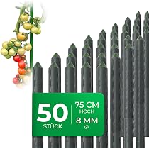 10 Tuteurs Pour Plantes Relaxdays - 75 Cm, Acier Recouvert Plastique Vert, Pour Tomates, Haricots, Jardin