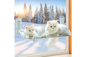 Bibykivn Hamak okienny dla kota - składane łóżko z przyssawkami, mata odwracalna okonie, wiszący dla zwierząt domowych do 18 kg (szary, 52 x 30 cm)