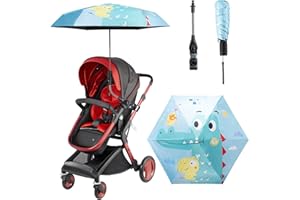 luckhycz Universal Sonnenschirm für Kinderwagen UV Schutz, Sonnenschutz Regenschirm für Kinderwagen, UPF 50+, 90cm Durchmesser mit Universalhalterung für Kinderwagen und Buggy
