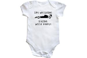 Hippowarehouse Shhh. I'm Watching Racing with Daddy!! Baby Vest Bodysuit (Short Sleeve) Boys Girls