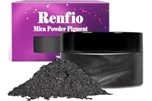 Renfio Epoxidharz Farbe Mica Pulver, 3.5oz/100g Schwarz Metallic Farben Pigment Pulver for Nagellack, Badebombe, Resin DIY, Kerze, Seife - Schwarz