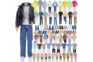 IMAGINE 10-Item Fantastic Pack = 5 Sets Mode Casual Wear Kleidung Outfit mit 5 Paar Schuhe für Jungen Puppe Random Style(Junge Puppe Lederjacke Freizeitkleidung)