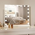 Saimeihome Hollywood Vanity Mirror with 17 LED Dimmable Bulbs, Makeup Mirror with 3 Color Modes, Smart Touch Mirror with Adjustable Brightness, 10x Magnifer, Tabletop 60 x 52 cm (White)