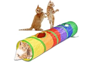 KUESN Cat Tunnel Pet Tube Collapsible Play Toy Indoor Outdoor Kitty Toys for Puzzle Exercising Hiding Training and Running with Fun Ball and 2 Peek Hole