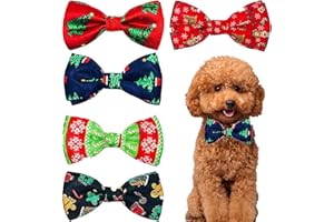 BIPY 5pcs/Pack Dog Christmas Collar Bowties for Pet Small Dogs Cats Kittens Doggies Puppy Bow Ties Necktie Collars Charms Attachment for Xmas Parties Grooming Accessories