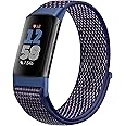 Runostrich Sport Loop Nylon Watch Straps - Compatible with Fitbit Charge 6/5, Adjustable Breathable Replacement Soft Nylon Loop Wristband for Women & Men