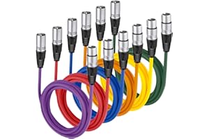 NEEWER 6-pak 6,5 stóp/2 m kabel mikrofonowy, XLR męski na XLR żeński mikrofon audio kolorowe kable wężowe (fioletowy/czerwony/niebieski/pomarańczowy/żółty/zielony)