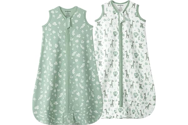 Mosebears 2 Paquets Gigoteuse d'été pour bébé 0,5 tog Turbulette 100% Coton Gigoteuse Respirante pour bébé(Green,18-24 Mois)