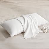 BEDSURE Pillowcase 50x75-100% Cotton, White Pack of 2, Oeko-Tex | For Pillow 50 &times; 75 with Zipper, Soft, Breathable, Easy to W